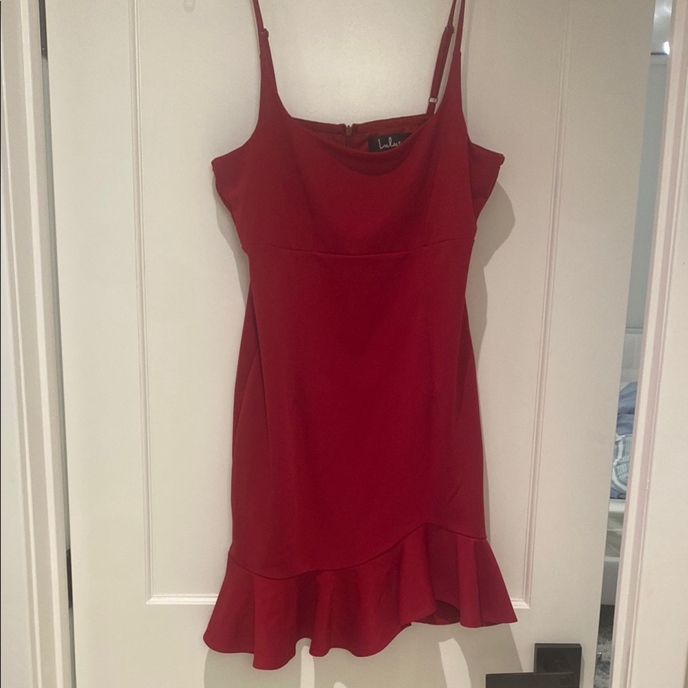 Lulus Red Ruffle Hem Dress